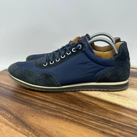 Magnanni “Jorge” Men’s 9.5 Navy Blue Suede Textile Lace Up Low Sneakers Shoes main image 7